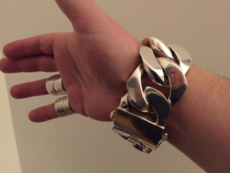 35mm Huge Mens Silver Curb Bracelet