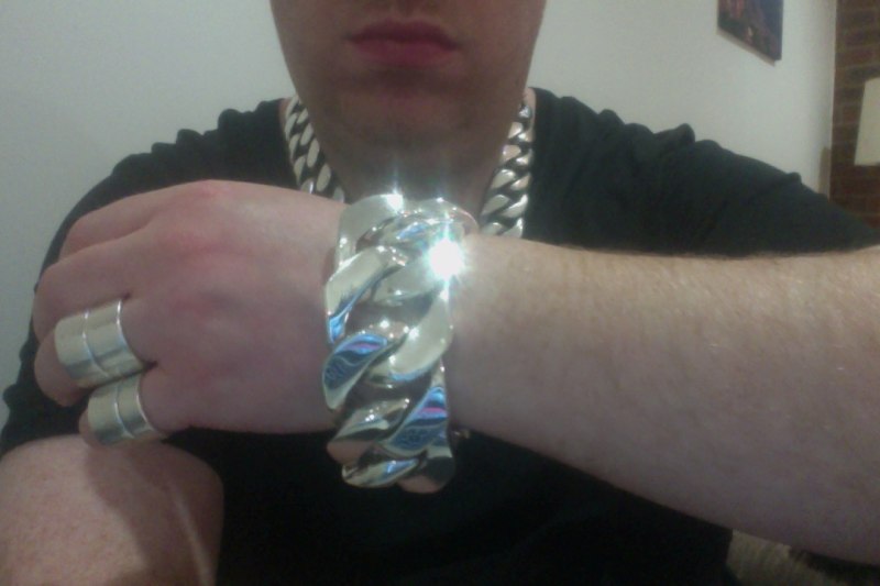 40MM Huge Mens Silver Curb Bracelet - 40mm Design