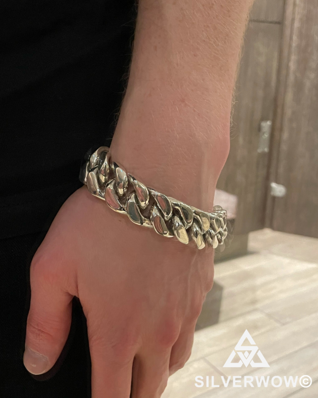 Luke with our 20MM Heavy Curb Silver Bracelet for Men | BY Silverwow