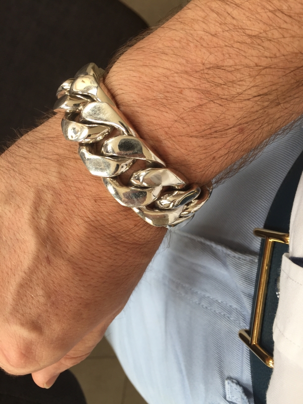 25mm Huge Mens Silver Curb Bracelet