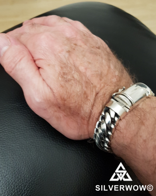 Chunky, Heavy 15MM Woven Snake Silver Bracelet for Men | BY Silverwow