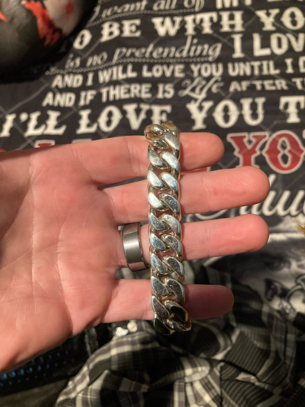 Dominic from Corcord, CA wearing his 15mm x 24" curb necklace - no clasp, endless loop version.