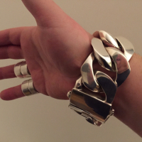 35mm Huge Mens Silver Curb Bracelet