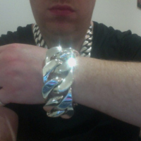 40MM Huge Mens Silver Curb Bracelet - 40mm Design
