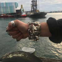 40mm Huge Mens Silver Curb Bracelet