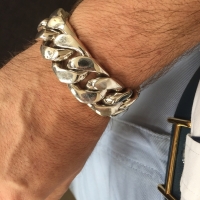 25mm Huge Mens Silver Curb Bracelet