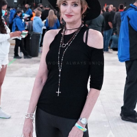 Donna from Orange, California, USA, wearing her handcuff bracelet