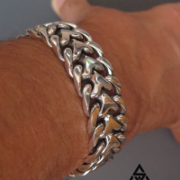 Super Chunky and Heavy Herringbone Bracelet for Men | BY Silverwow