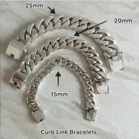 Curb Link Bracelets size comparison 15mm - 20mm & 25mm