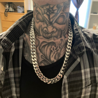 Dominic from Corcord, CA wearing his 15mm x 24" curb necklace - no clasp, endless loop version.
